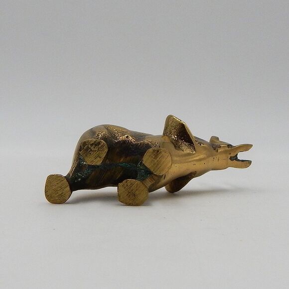 Brass Miniature Elephant Trunk Up 2.5 Inch Tusks Figurine Mini - Picture 6 of 8